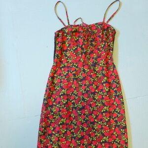 Betsey Johnson Vintage Red Rose Slip Dress Small